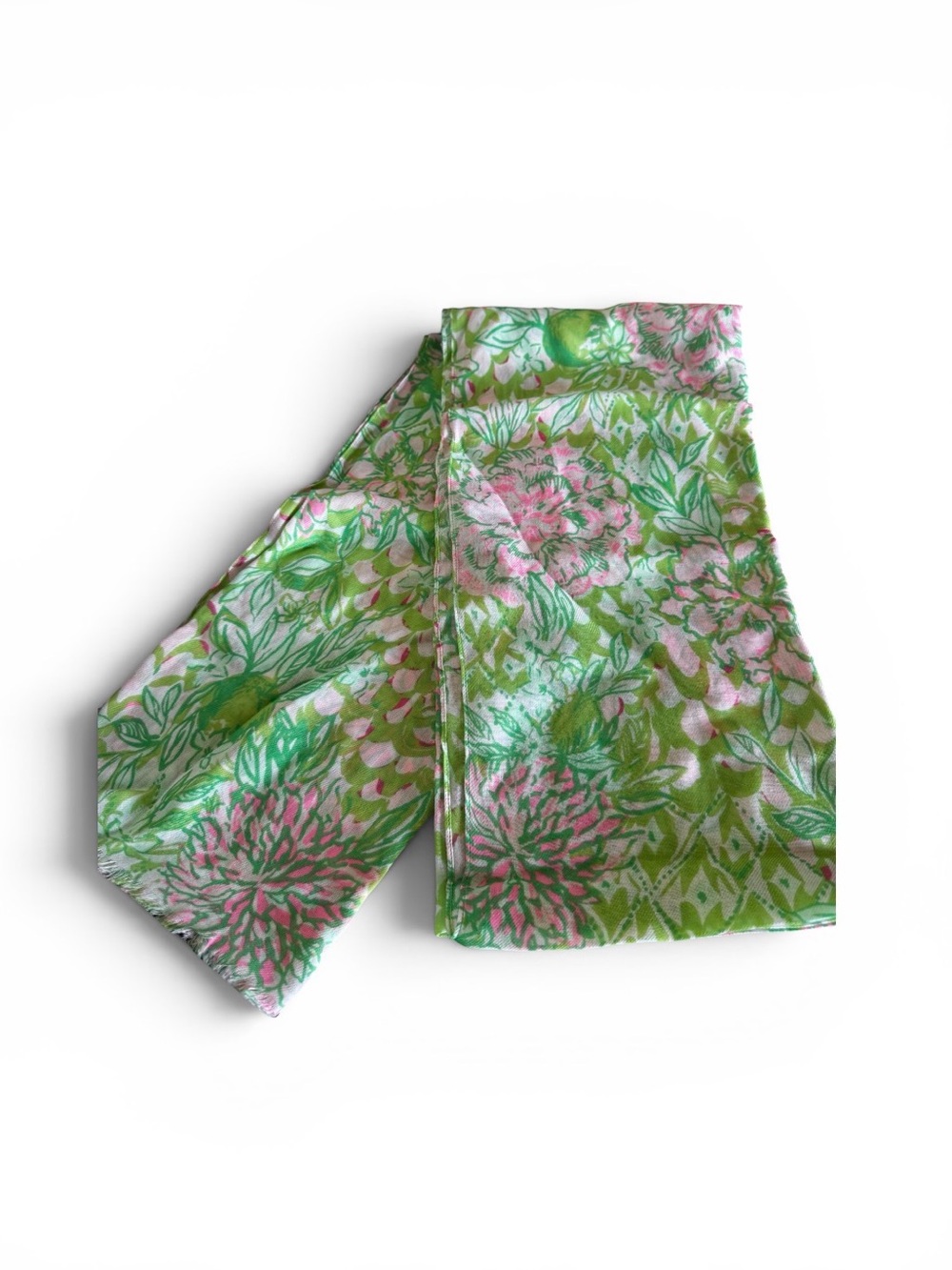 Lilly Pulitzer Floral Wrap  in Green and Pink Fauna Green Lime Feeling Good New
